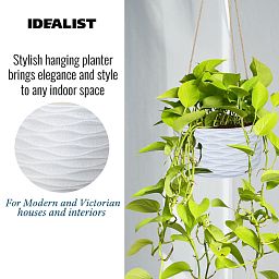 IDEALIST Lite Wave Style Table and Hanging Cylinder Round Plant Pot Dual Use Indoor Planter