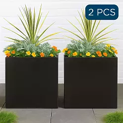 IDEALIST Lite Square Box Contemporary Light Concrete Planter Set
