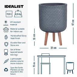IDEALIST Lite Honeycomb Style Cylinder Planter on Legs, Round Pot Plant Stand Indoor