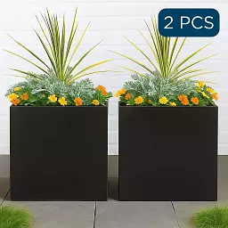 IDEALIST Lite Square Box Contemporary Light Concrete Planter Set