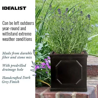 IDEALIST Lite Faux Lead Chelsea Box Square Light Concrete Planter