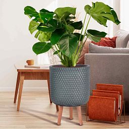 IDEALIST Lite Honeycomb Style Cylinder Planter on Legs, Round Pot Plant Stand Indoor