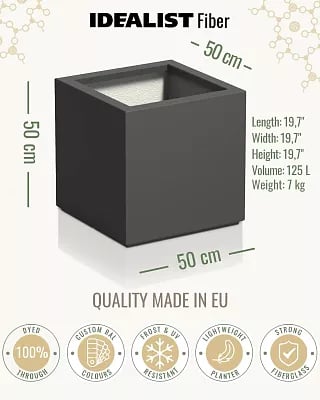 PURE Cube Outdoor Fiberglass Planter