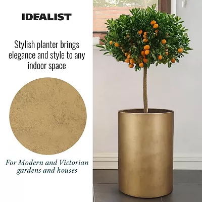IDEALIST Lite Tall Round Metallic Indoor Planter