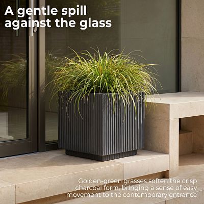 IDEALIST Lite Vertical Ribbed Square Effect Outdoor Planter
