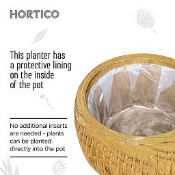 HORTICO RIBBED Wooden House Planter with Legs, Tall Indoor Plant Pot Stand with Waterproof Liner