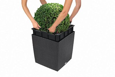 LECHUZA CUBE Cottage Square Poly Resin Self-watering Planter Set