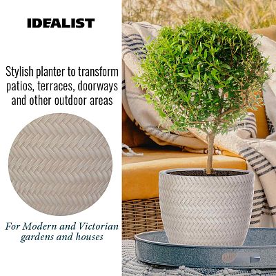 IDEALIST Lite Plaited Style Round Planter Outdoor Plant Pot