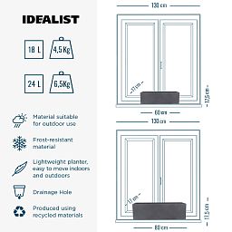 IDEALIST Lite Window Box Light Concrete Planter Set