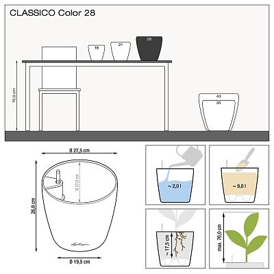 LECHUZA CLASSICO Color Round Poly Resin Self-watering Planter