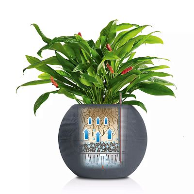 LECHUZA PURO Color Round Poly Resin Self-watering Planter