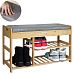Froppi Bamboo Shoe Storage Bench 2-Tier Wooden Shoe Shelf and Rack with Seat and Storage Box