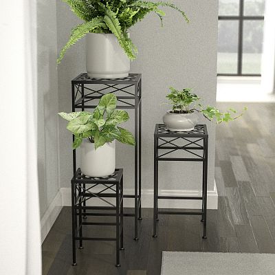 Nested Cross Hatch Square Plant Stands