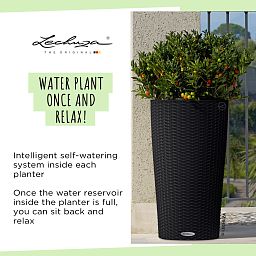 LECHUZA CILINDRO Cottage Round Tall Poly Resin Self-watering Planter