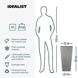 IDEALIST Lite Tall Tapered Contemporary Light Concrete Planter