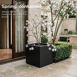 IDEALIST Lite Square Box Contemporary Light Concrete Planter Set