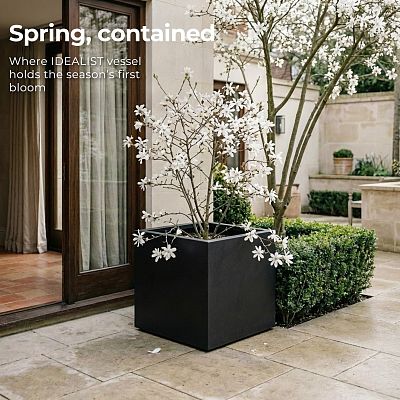 IDEALIST Lite Square Box Contemporary Light Concrete Planter Set