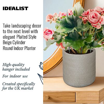 IDEALIST Lite Plaited Style Table and Hanging Cylinder Round Plant Pot Dual Use Indoor Planter