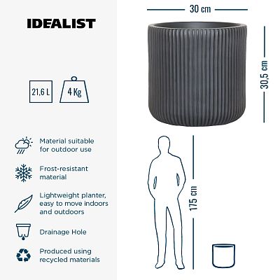 IDEALIST Lite Ribbed Round Outdoor Planter