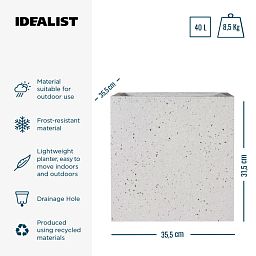 IDEALIST Lite Square Box Contemporary Marble Light Concrete Planter