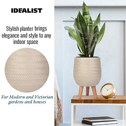 IDEALIST Lite Plaited Style Egg Planter on Legs, Round Pot Plant Stand Indoor