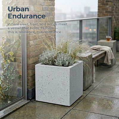 IDEALIST Lite Square Box Contemporary Marble Light Concrete Planter