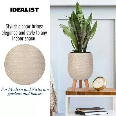 IDEALIST Lite Plaited Style Egg Planter on Legs, Round Pot Plant Stand Indoor