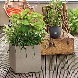 LECHUZA CANTO Stone Low Square Poly Resin Self-watering Planter