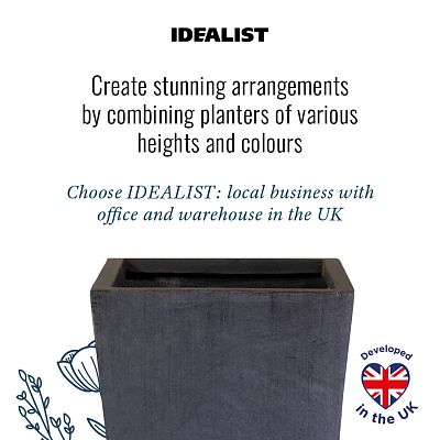 Tall Tapered Contemporary Light Concrete Planter by Idealist Lite Set
