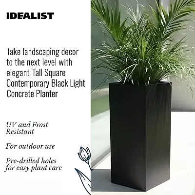 IDEALIST Lite Tall Square Contemporary Light Concrete Planter