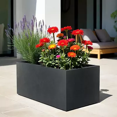 IDEALIST Lite Contemporary Light Concrete Trough Planter