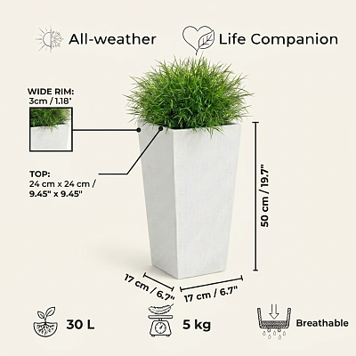 IDEALIST Lite Tall Tapered Contemporary Light Concrete Planter