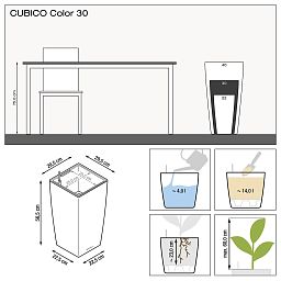 LECHUZA CUBICO Color Square Tall Poly Resin Self-watering Planter