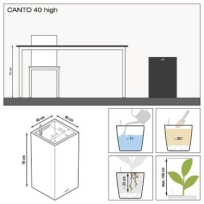 LECHUZA CANTO High Square Tall Poly Resin Self-watering Planter
