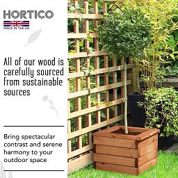 Rustic Scandinavian Redwood Square Outdoor Planter Made in UK by HORTICO
