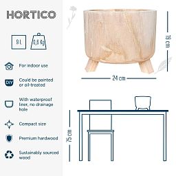 HORTICO GROWER Wooden House Planter with Legs, Indoor Plant Pot Stand with Waterproof Liner