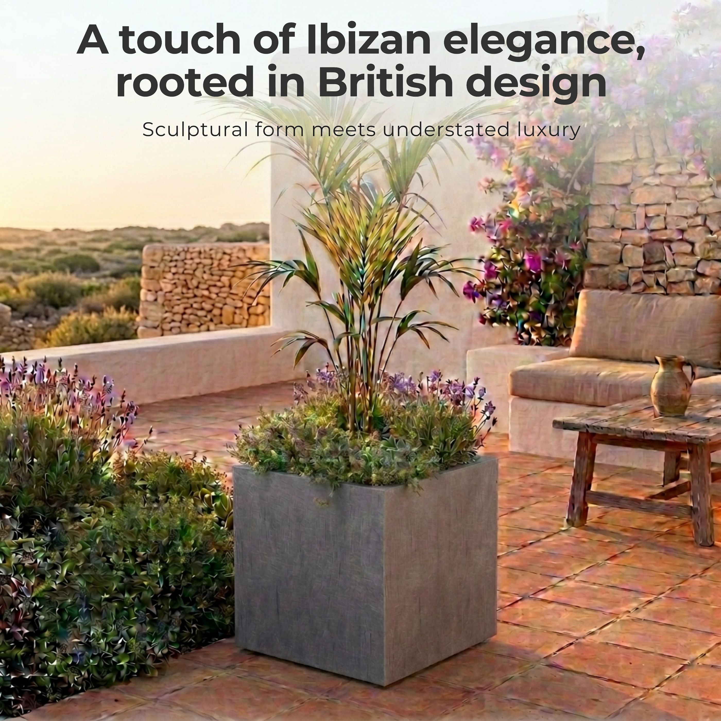 IDEALIST Lite Square Box Contemporary Light Concrete Planter