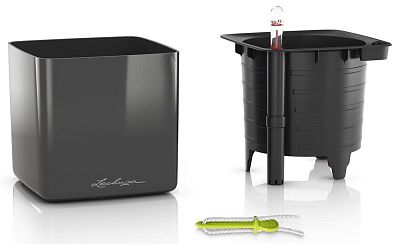 LECHUZA CUBE Glossy Square Poly Resin Indoor Self-watering Planter