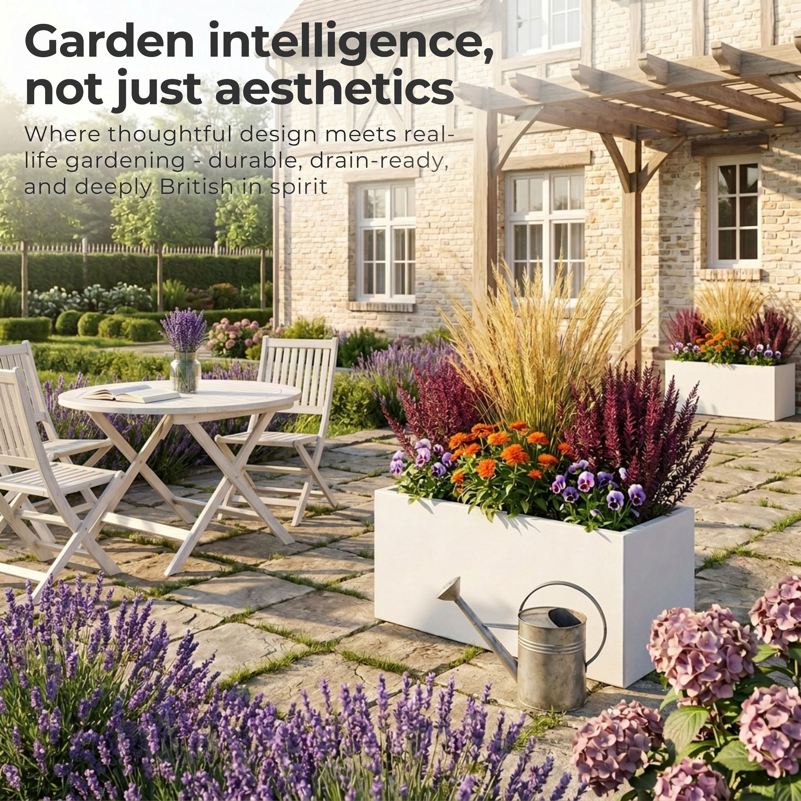 IDEALIST Lite Contemporary Light Concrete High Trough Planter
