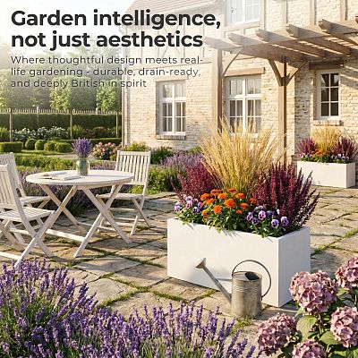 IDEALIST Lite Contemporary Light Concrete High Trough Planter