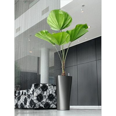 LECHUZA Delta Round Tall Poly Resin Self-watering Planter