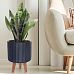 IDEALIST Lite Modern Ribbed Cylinder Planter on Legs, Round Pot Plant Stand Indoor