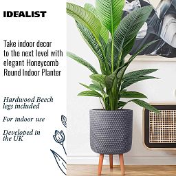 IDEALIST Lite Honeycomb Style Cylinder Planter on Legs, Round Pot Plant Stand Indoor