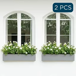 IDEALIST Lite Window Box Light Concrete Planter Set