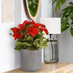 IDEALIST Lite Leaf Embossed Table Indoor Cylinder Round Plant Pot