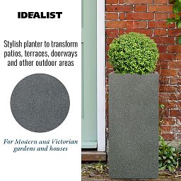 IDEALIST Lite Textured Concrete Effect Tall Square Outdoor Planter