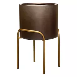 Gradient Cylinder Planter + High Plant Stand | Polyresin Indoor Plant Pot