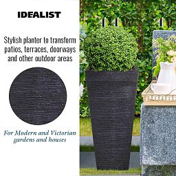 IDEALIST Lite Ribbed Light Concrete Tapered Planter