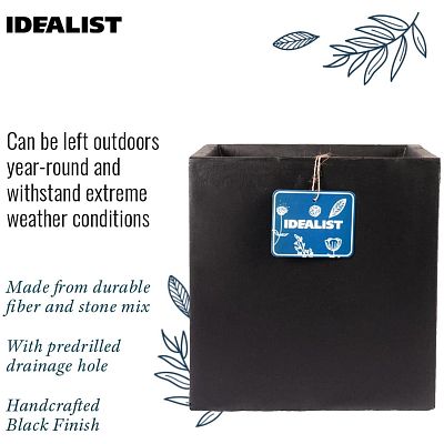 IDEALIST Lite Square Box Contemporary Light Concrete Planter Set