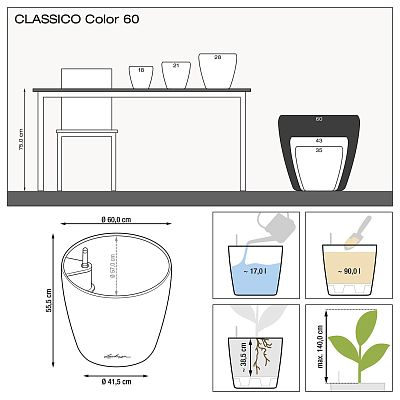 LECHUZA CLASSICO Color Round Poly Resin Self-watering Planter